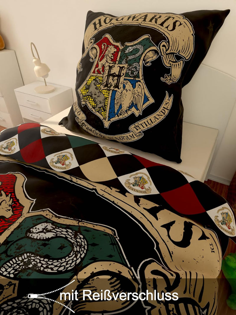 SkyBrands Harry Potter Bettwäsche 135x200 80x80 Hogwarts Bettwäsche-Set 2-teilig Bettbezug Kissenbez