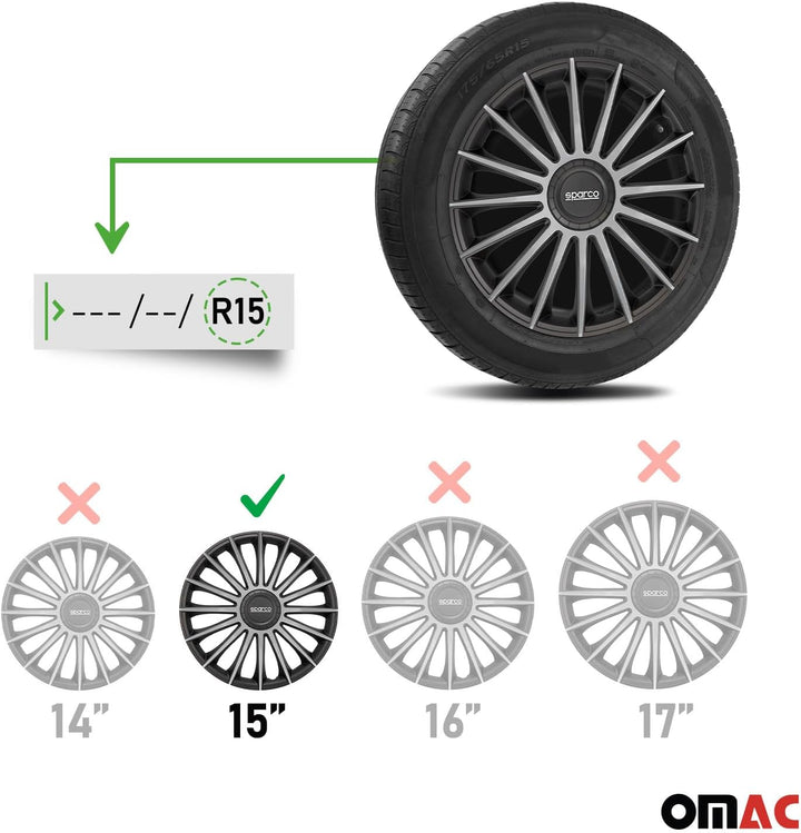 Sparco wheel covers Torino 15-inch black/silver TREVISO 15 zoll SCHWARZ/SILBER, TREVISO 15 zoll SCHW