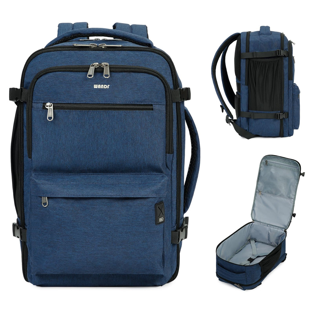 WANDF Handgepäck Rucksack 40x20x25cm für Ryanair Airlines, Untersitz-Reise-Handgepäck-Tasche mit Nas
