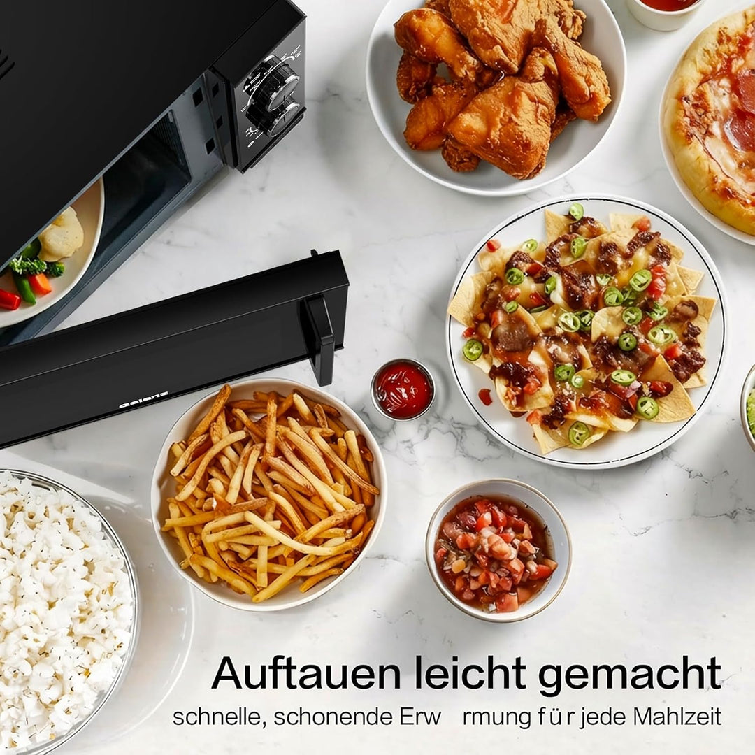 Galanz 25L Mikrowelle Freistehend mit Drehteller:Solo Microwellengerät 900 Watt 6 Leistungsstufen in