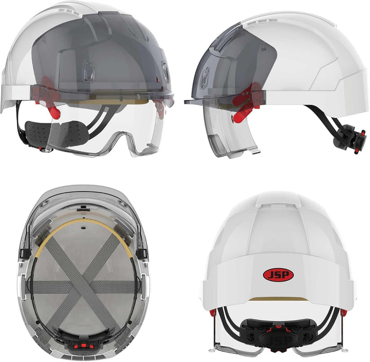 EVO® VISTAlens™ Safety Helmet with Integrated Safety Eyewear - White/Smoke (JSP AMB170-005-F00) One