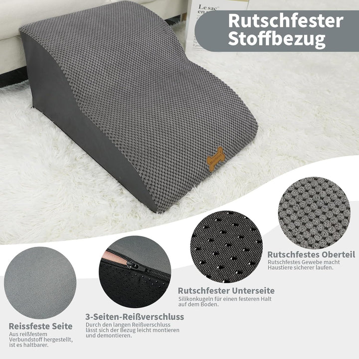 Nepfaivy Hundetreppe für Kleine Hunde 2-Stufig, Haustiertreppe für Bett und Sofa aus Hochdichtem Sch