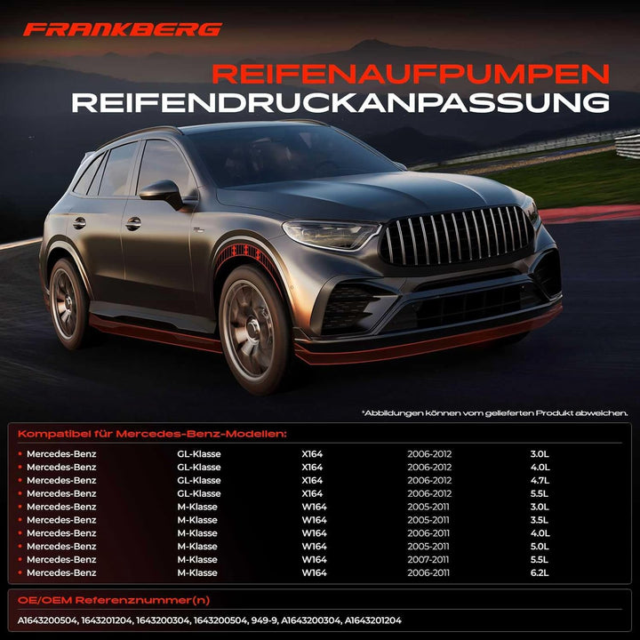 Frankberg Luftfederung Kompressor Allradantrieb Kompatibel mit GL-Klasse X164 2006-2016 M-Klasse W16