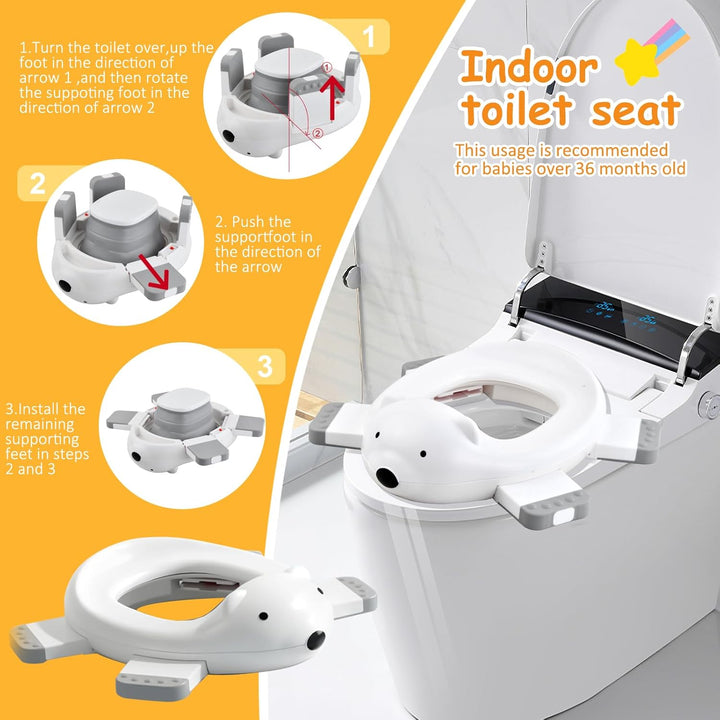 Kinder-Töpfchen, 2-IN-1 Kindertoilette mit 3 Rollen Müllsäcke, Tragbares Reisetöpfchen für Kleinkind