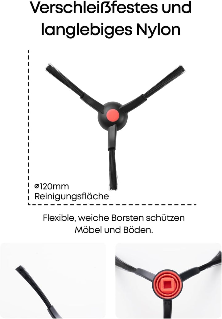 eufy Seitenbürsten (2 Paar) für C28, E25, E28, S1, S1Pro, weich, verschleissfest