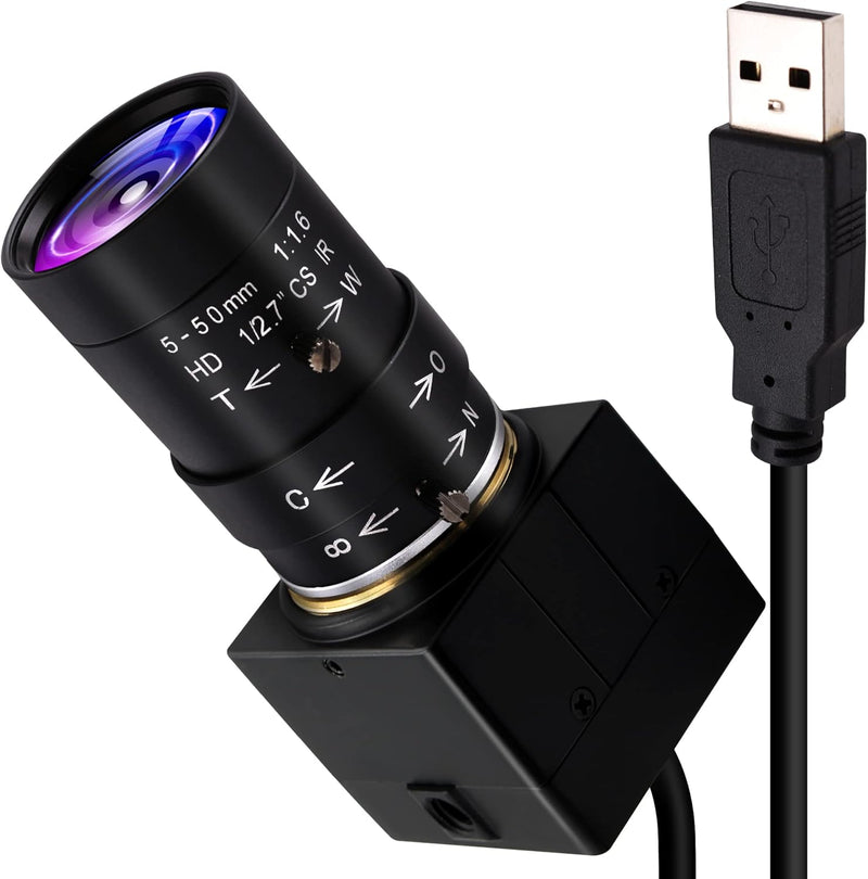 ELP 4K Webcam,2160P Zoom Web Kamera mit 5-50mm Manuell Objektiv,Variable Fokus Ultra HD Kamera,Plug