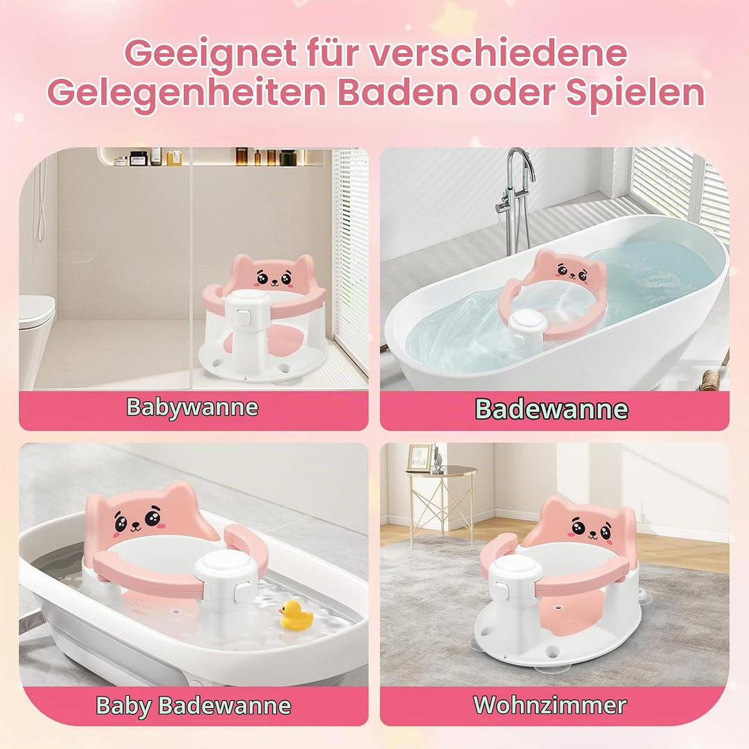 Badewannensitz Baby ab 6 Monate, Baby Badesitz mit 4 Saugnäpfen,Bath Seat für Dusche Oder Badewanne,