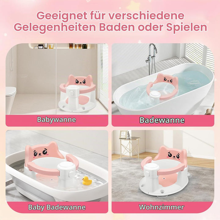 Badewannensitz Baby ab 6 Monate, Baby Badesitz mit 4 Saugnäpfen,Bath Seat für Dusche Oder Badewanne,