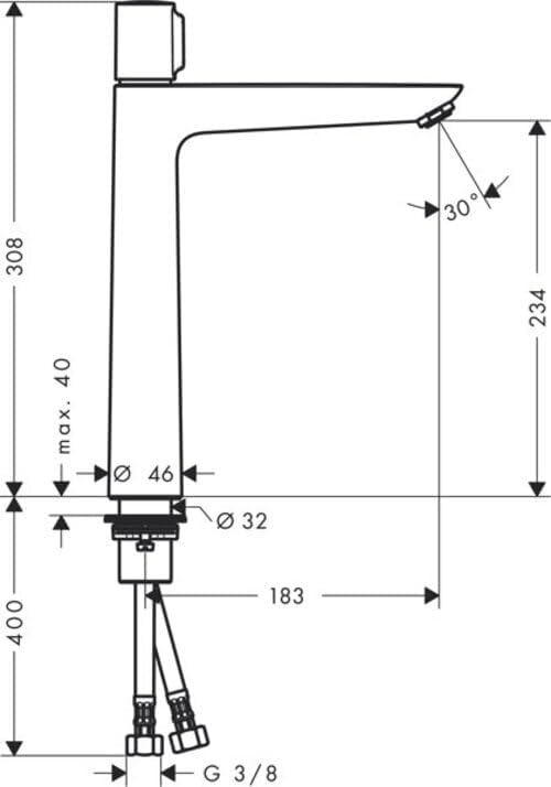 hansgrohe Wasserhahn Talis Select E (Armatur mit Auslauf Höhe 240 mm, ohne Ablaufgarnitur) Chrom Aus