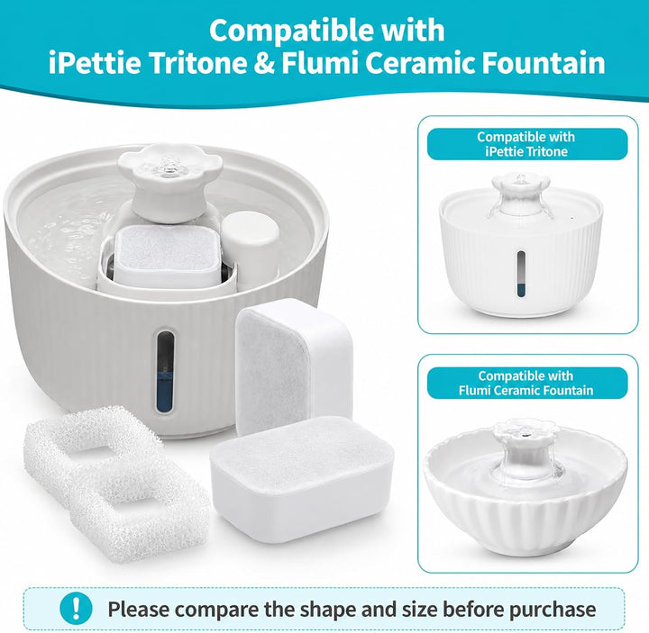 Poweka Ersatzfilter Kompatible mit iPettie Trinkbrunnen Katzen und Hunde für 2,1L Katzenbrunnen Wass
