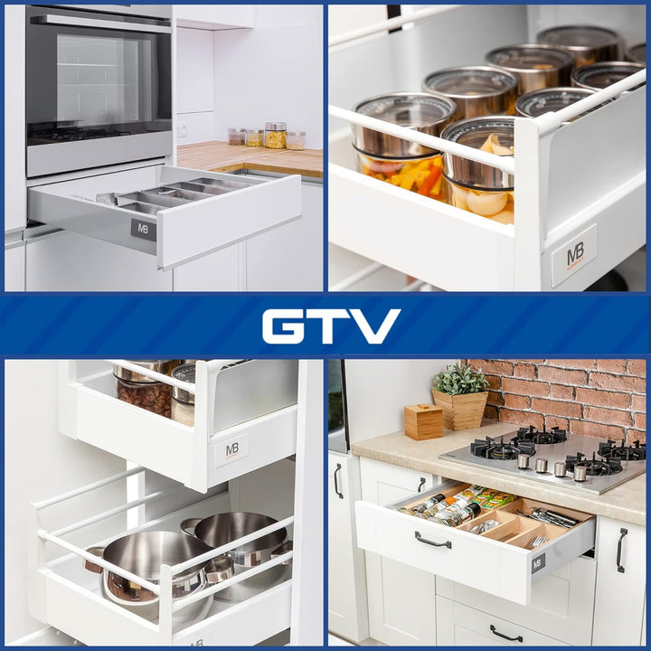 GTV - Modern Box Schublade I L=250mm H=83 mm I Grau I Leises Schliessen I Belastung bis zu 40 kg I E