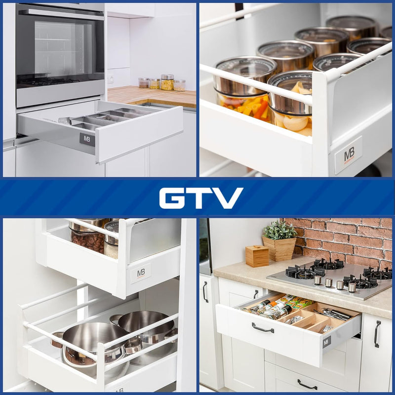 GTV - Modern Box Schublade I L=500mm H=210 mm I Grau I Leises Schliessen I Belastung bis zu 40 kg I