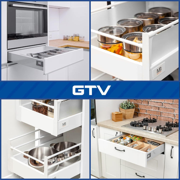 GTV - Modern Box Schublade I L=350mm H=210 mm I Grau I Leises Schliessen I Belastung bis zu 40 kg I