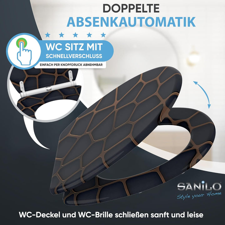 Sanilo WC Sitz mit Absenkautomatik, viele neue Toilettendeckel zur Auswahl, hochwertige Oberfläche,