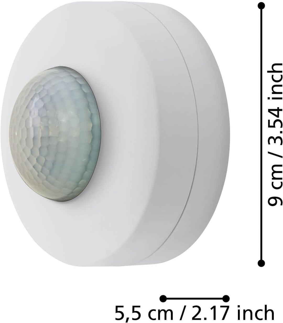 EGLO Bewegungsmelder Detect me 6, Bewegungssensor aus Kunststoff, Farbe: Weiss, IP44 Ø 90 mm, Ø 90 m