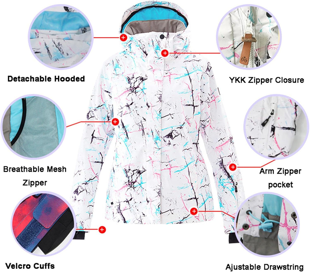 ALSOGO Damen Skijacke &amp; Skihose Set Skianzug 2 teilig Schneeanzug 10.000mm Wassersäule Atmungsaktiv
