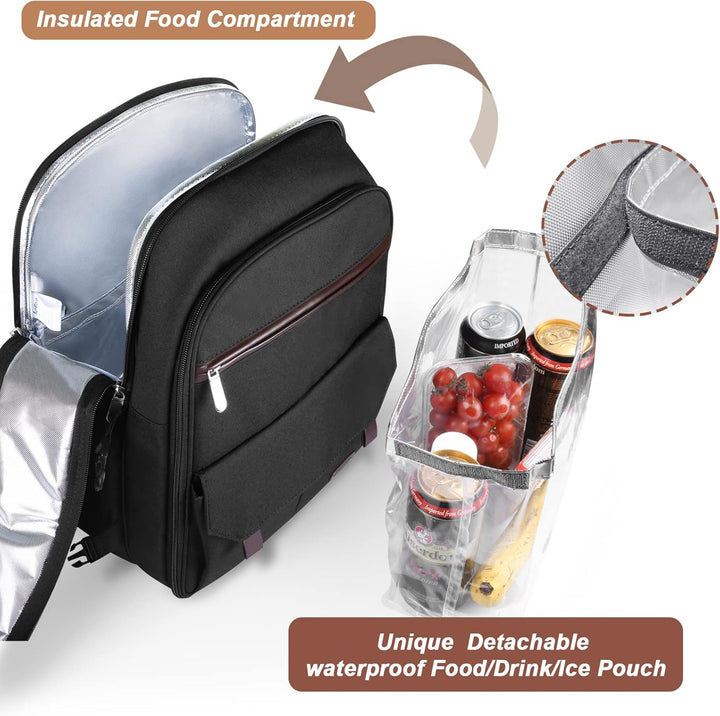 Sunflora Picknick Rucksack Set 2 Personen mit Isoliertem Kühlung und Decke, Picknickkorb 2 Personen