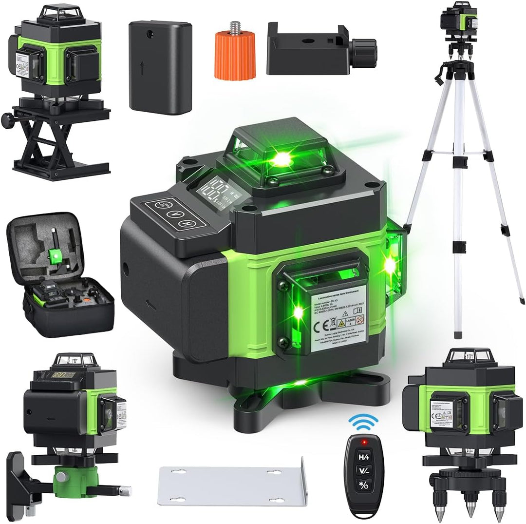 Kreuzlinienlaser mit Stativ, Multifunktionaler 4D-Laser mit 16 Linien,selbstnivellierende Maschine,