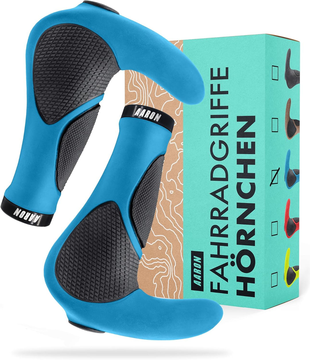 AARON Horn Lenker Griffe mit Gel Dämpfung, ergonomische Lenkerhörner aus rutschfestem Gummi, Fahrrad