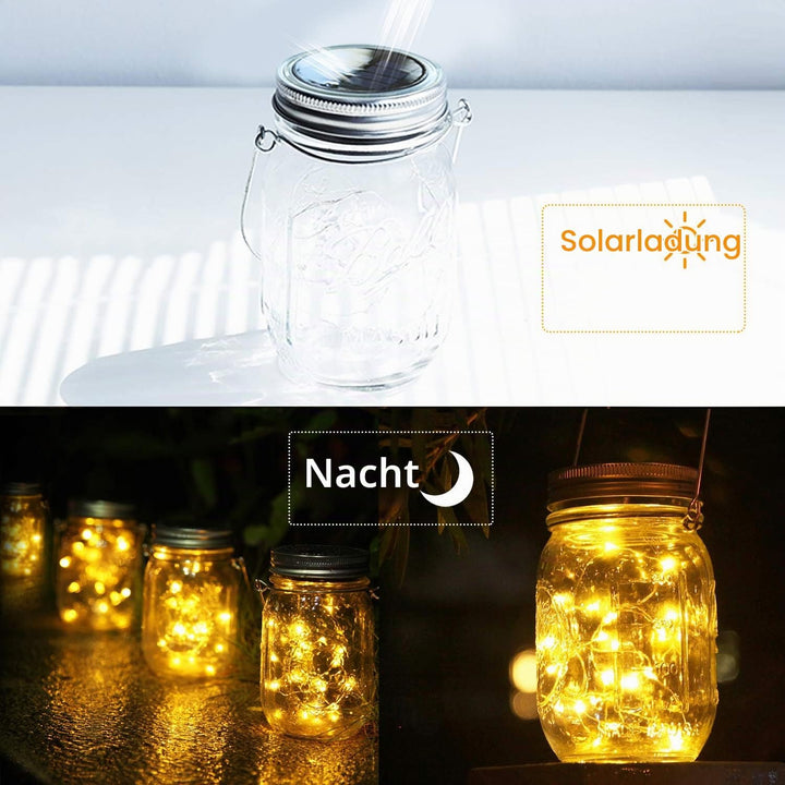Solarlampe, SUNNOW 4 St¨¹ck Solar Mason Jar Licht LED Solar Licht Einmachglas Laterne Solarleucht f¨