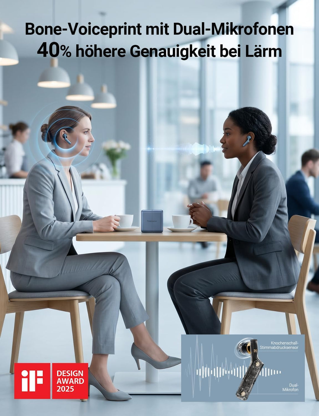 Timekettle W4 Al Übersetzer Kopfhörer, Bidirektionale Simultanübersetzung, Übersetzungsgerät, Knoche