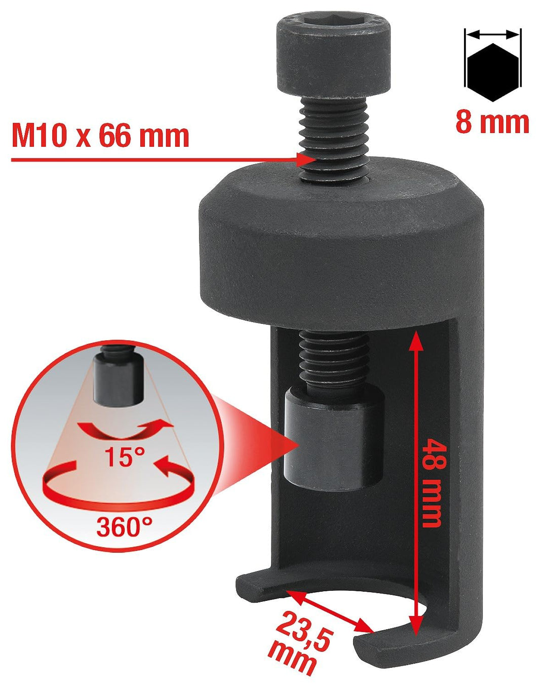 KS Tools 7001198 Universal Scheibenwischerarm Abzieher mit Abziehgabel, Schwarz