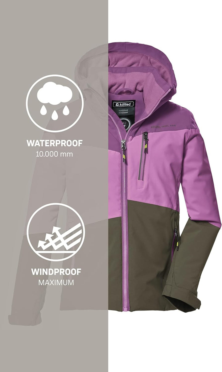 Killtec Mädchen Kow 170 Grls Jckt Funktionsjacke mit Kapuze und Schneefang/Outdoorjacke ist wasserdi