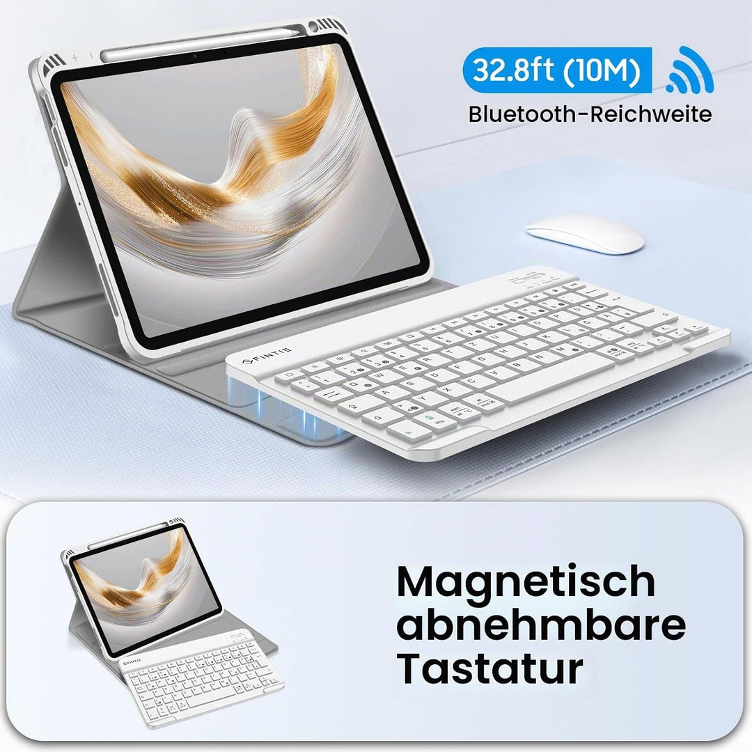 FINTIE Hülle mit Tastatur für iPad Air 11 Zoll M4/M3/M2 (2026/2025/2024), iPad Air 5./4. Gen 10,9 Zo