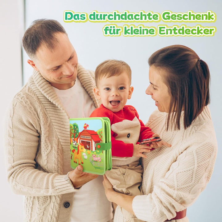 Busy Board ab 2 Jahr Montessori Spielzeug, Bauernhof Quiet Book für unterwegs, Geschenk für Mädchen