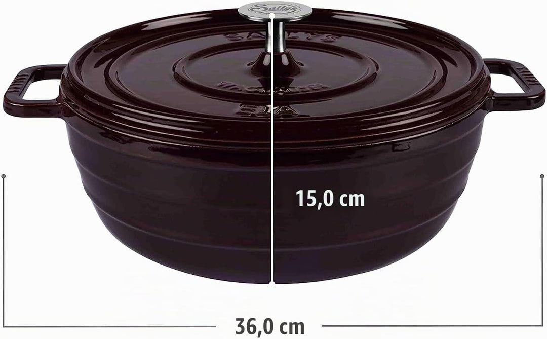 Sallys 'Ela' Deluxe Gusseisentopf - Robustes und Hochwertiges Kochjuwel für Perfektes Garen (Plum Pu