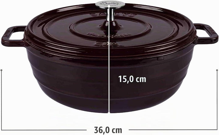 Sallys 'Ela' Deluxe Gusseisentopf - Robustes und Hochwertiges Kochjuwel für Perfektes Garen (Plum Pu