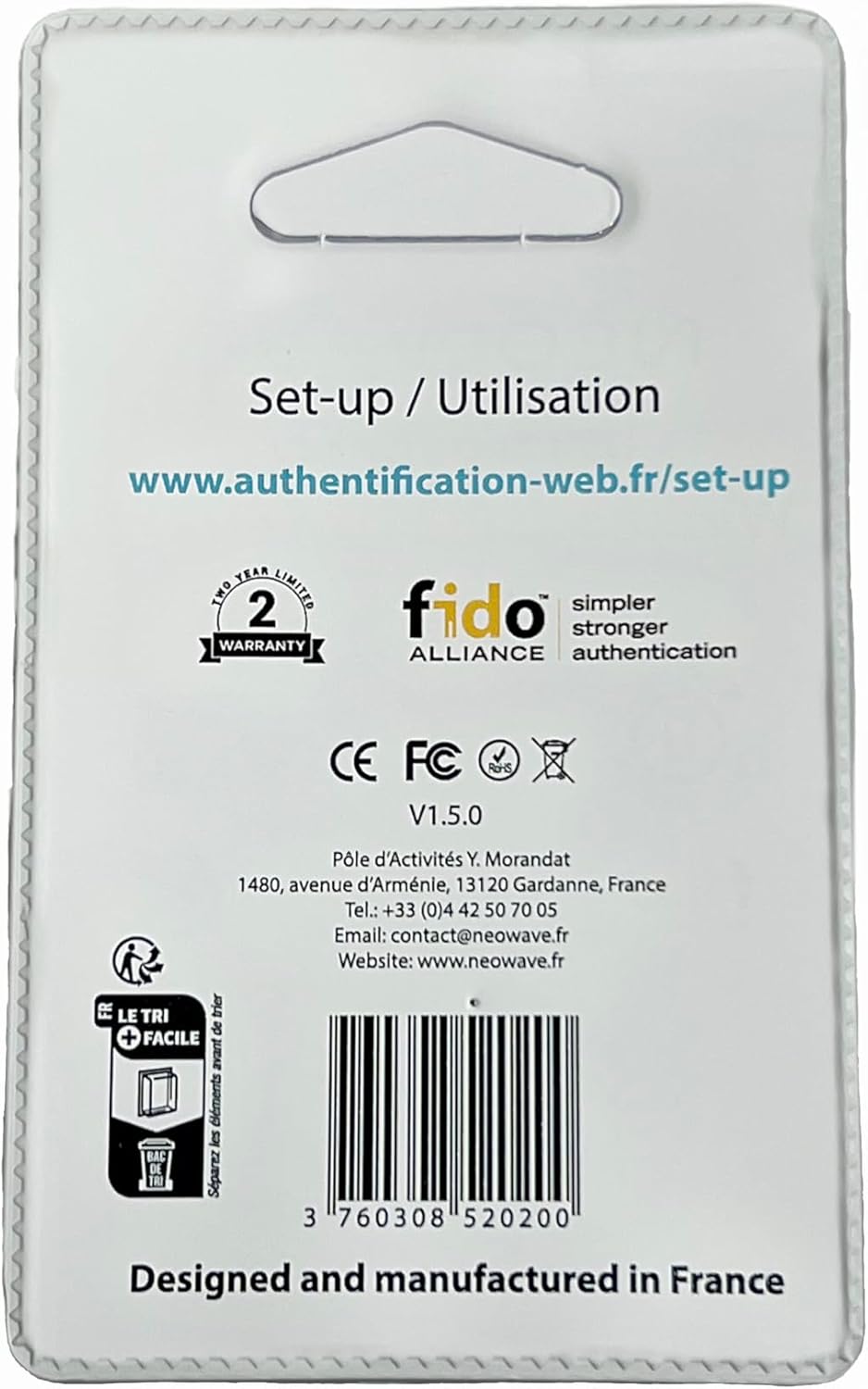 Winkeo-C FIDO2 Sicherheitsschlüssel, passwortlos und Zwei-Faktor-Authentifizierung, für PC, Tablet u
