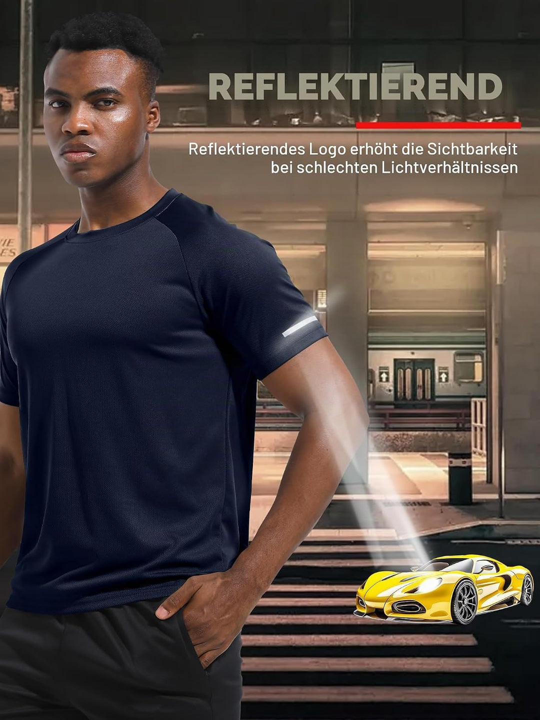 Holure 3 or 5er Pack Herren Sports Tshirts Atmungsaktiv Schnelltrocknend Kurzarm T-Shirts Funktionss