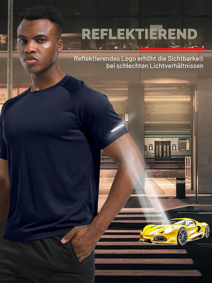 Holure 3 or 5er Pack Herren Sports Tshirts Atmungsaktiv Schnelltrocknend Kurzarm T-Shirts Funktionss