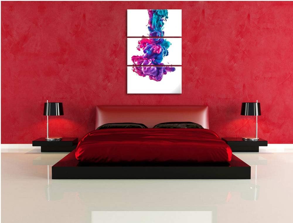 Pixxprint Cooler bunter Rauch als Leinwandbild | Grösse: 3 Teilig (120x80) | Wandbild| Kunstdruck |