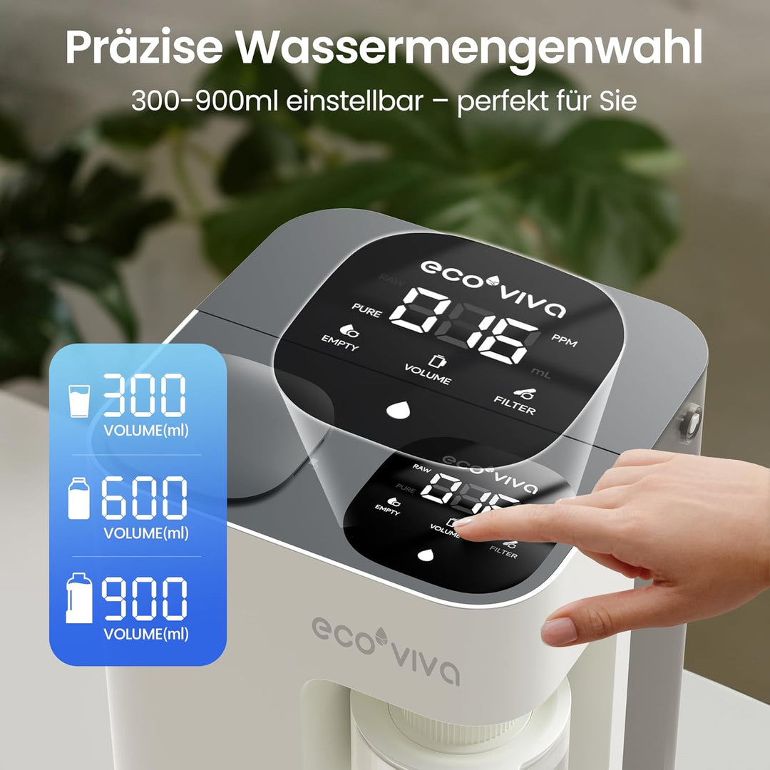 Ecoviva MATE 3 Auftisch Osmoseanlage Trinkwasser Umkehrosmoseanlage, 8-fach Filter gegen Nitrat & PF