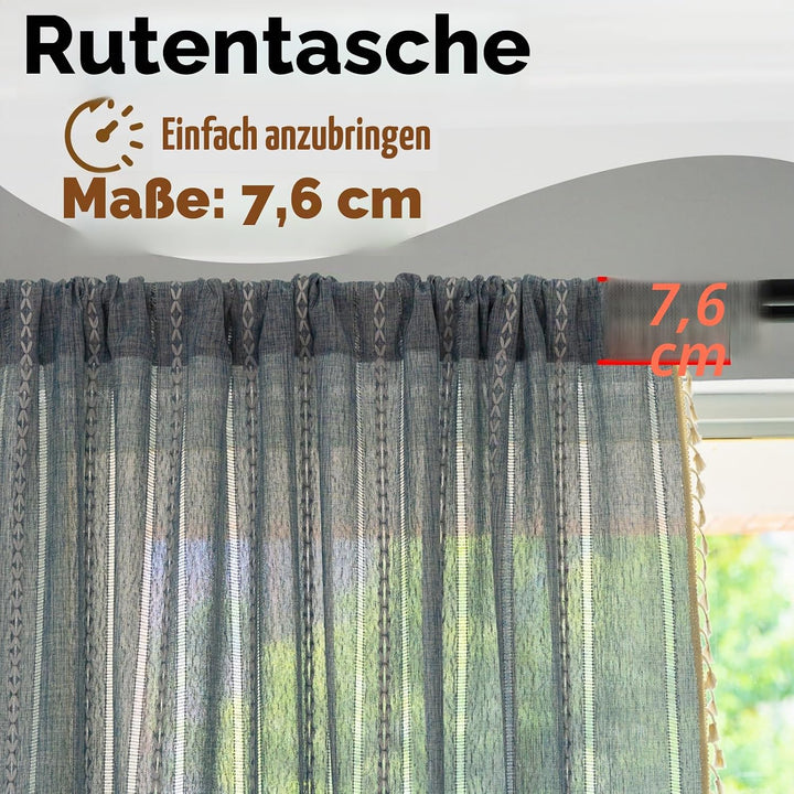 Sutuo Home Boho-Vorhänge für Schlafzimmer, Wohnzimmer, Küche, halbverdunkelnd, französisches Landhau