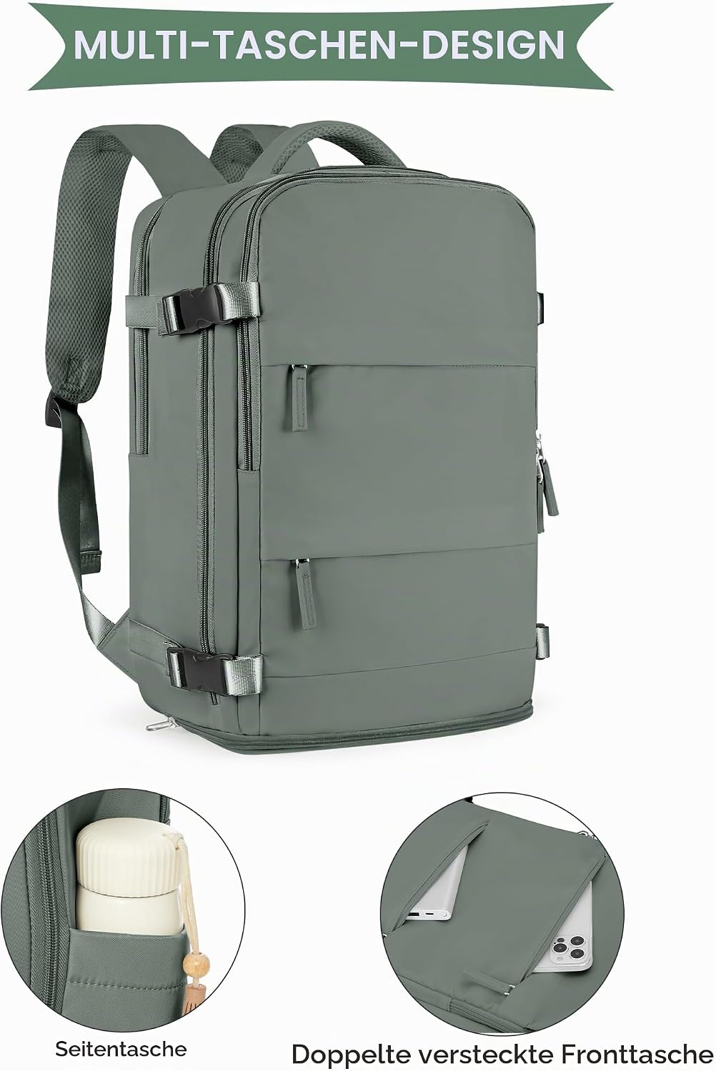 SZLX Grosser Reiserucksack Damen,Vakuum Rucksack mit Pumpe Ryanair Handgepäck 40x30x20 Herren, Wizza
