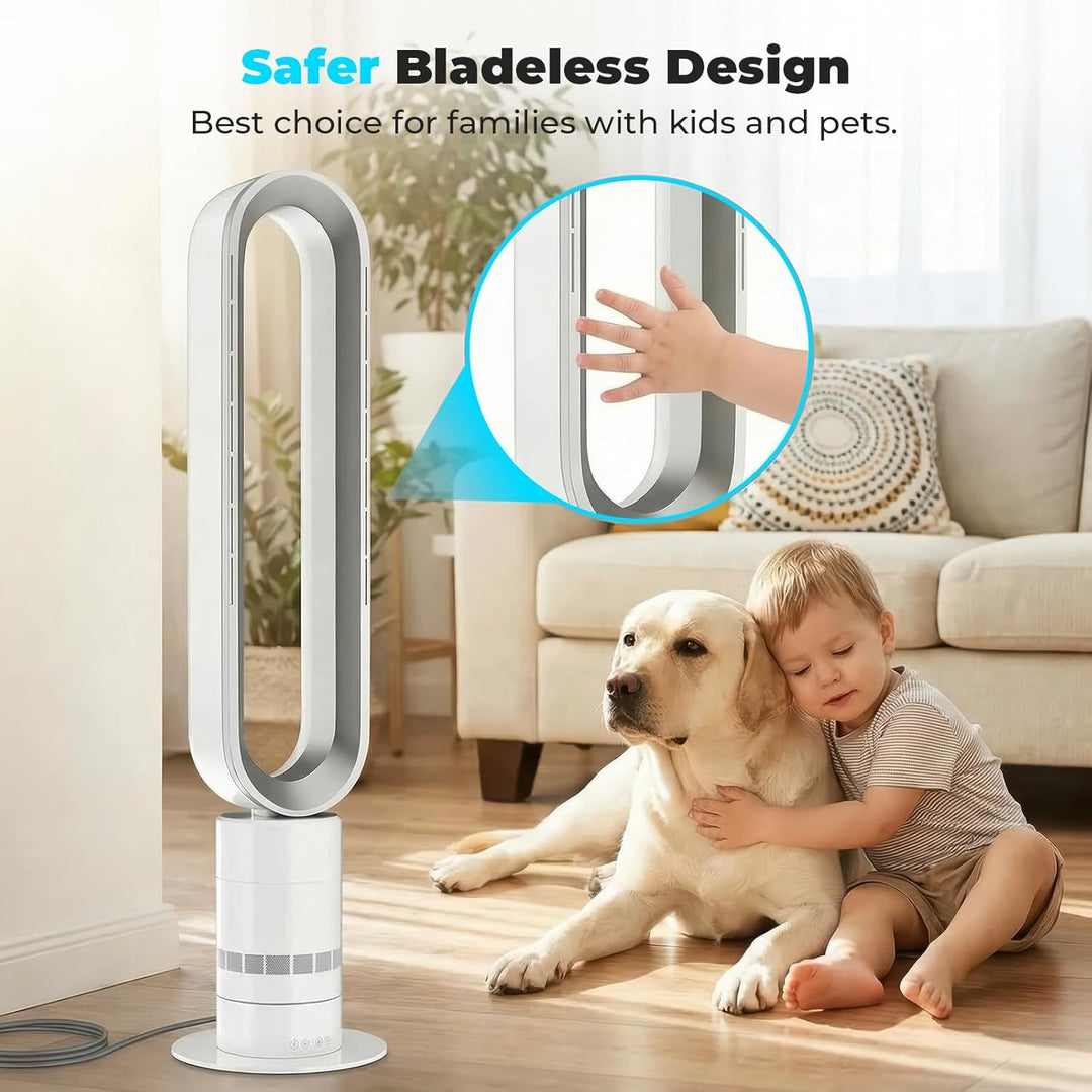 LIFERUN Turmventilator Bladeless Fan, 10 Geschwindigkeiten, 71° oszillierend, 9H Timer, Tower-Ventil
