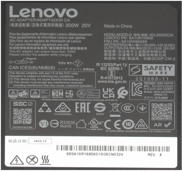 Lenovo ADL300SDCA Original Netzteil 300 Watt für Legion 5 + 7, Legion Pro 5-16ARH7H (82RG), Legion 5