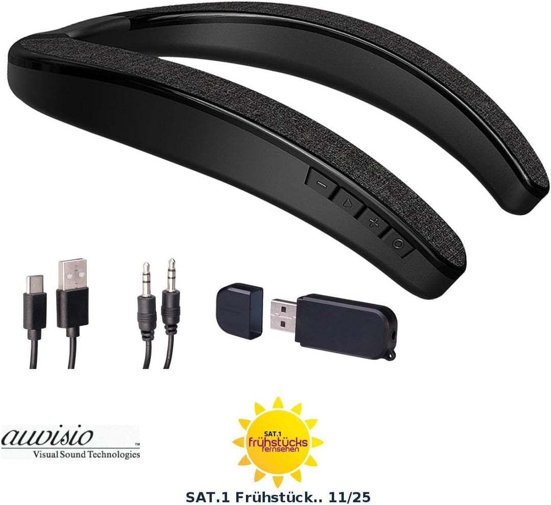 auvisio Headset: 2in1-Akku-TV-Nackenlautsprecher mit Bluetooth, Freisprechen, MP3 (Nacken Kopfhörer,