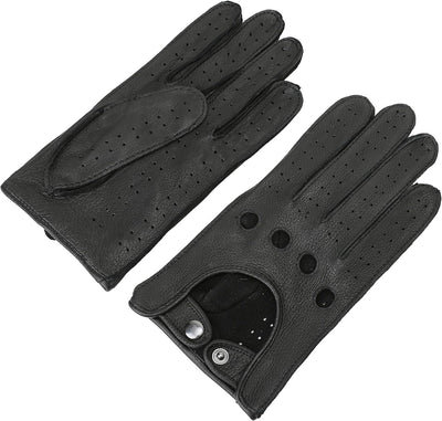 ZLUXURQ Herren Fahrerhandschuhe aus 100% Leder,Unliniert Lederhandschuhe X-Large(24.1-25.4cm) Schwar