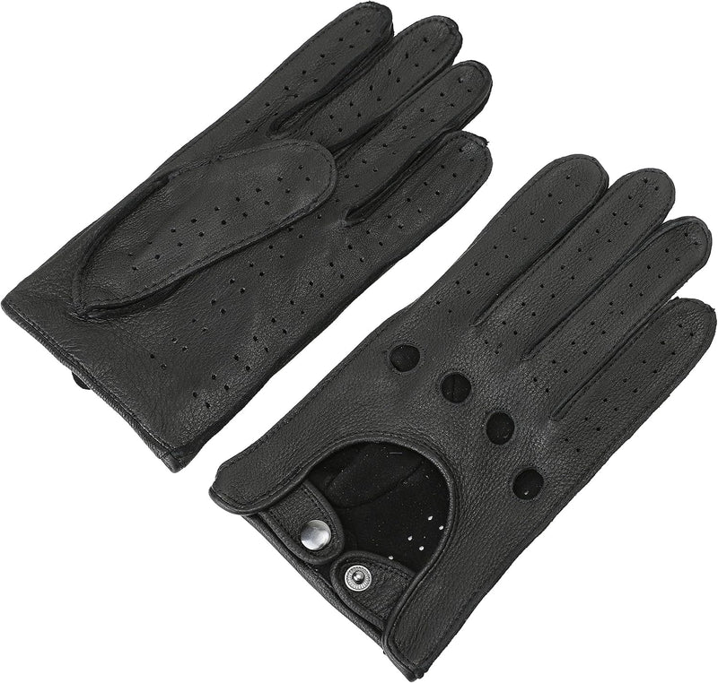 ZLUXURQ Herren Fahrerhandschuhe aus 100% Leder,Unliniert Lederhandschuhe X-Large(24.1-25.4cm) Schwar
