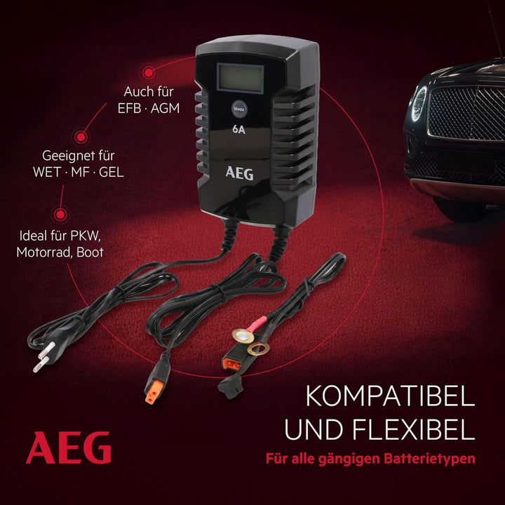 AEG Automotive 10617 Mikroprozessor-Ladegerät für Auto Batterie LD 6.0, 6 Ampere für 6/12 V, 7-HF La