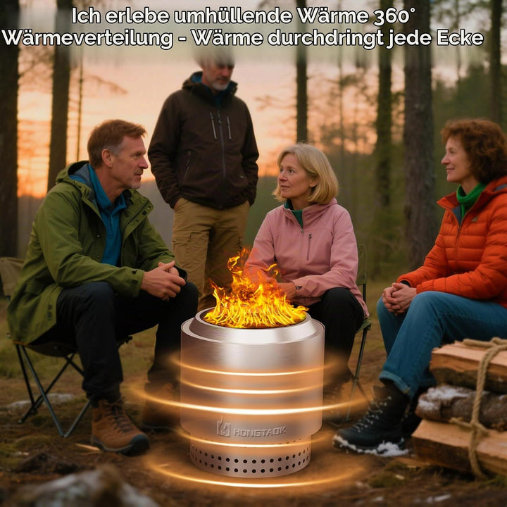 38 cm Rauchfreie Feuerschale Edelstahl, Feuerschalen für den Garten, Feuerstelle Outdoor Camping Fir