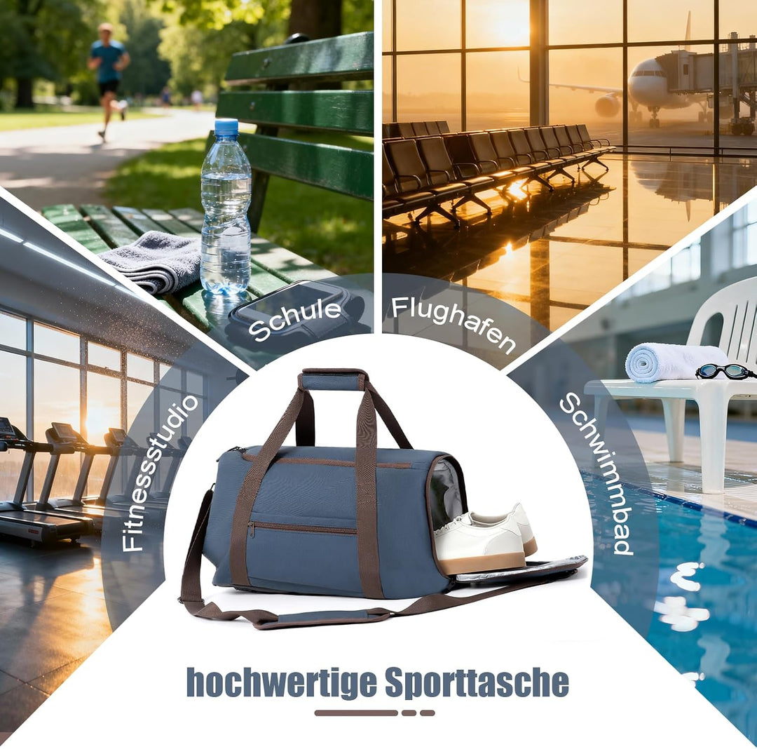 Zedelmaier Reisetasche Handgepäck 900D Sporttasche Herren Damen | Weekender Herren| Blau Schwimmtasc