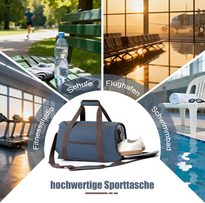 Zedelmaier Reisetasche Handgepäck 900D Sporttasche Herren Damen | Weekender Herren| Blau Schwimmtasc