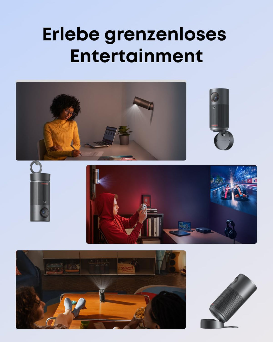 NEBULA Capsule Air Projektor mit Google TV, offiziell Lizenziertes Netflix, 720p Smarter Mini-Beamer