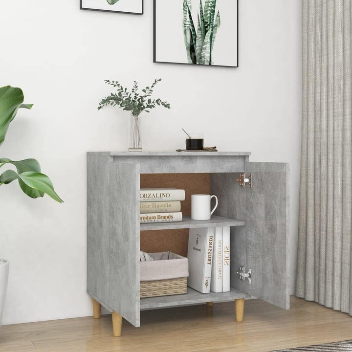 WIFESE Sideboard mit Massivholz-Beinen Betongrau 60x35x70 cmKomodenschrank KüChenschrank Komode Schr
