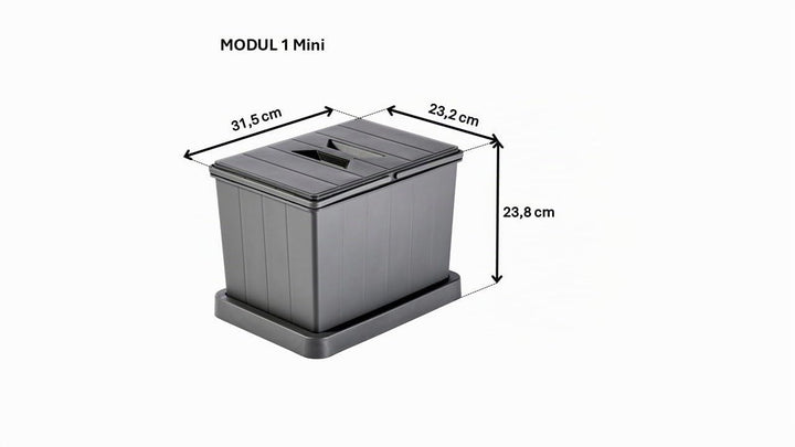 Aspira Home Müllomatic MODUL 1 MINI | Einbau Mülleimer für Schublade und Unterschrank, modularer Abf
